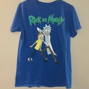 Rick and Morty Blue Unisex T-Shirt Size Medium Adult Swim 2018 Cotton